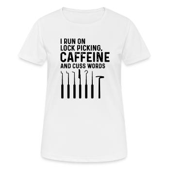 Lock picking Kaffee und Schimpfwörter Design - Frauen T-Shirt atmungsaktiv - Weiß - Vorne - AI Model Female 172 dark (172cm)