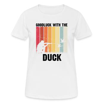 Chasse au canard Chasse au canard Chasseur de canard Chasseur de canard Conception - T-shirt respirant Femme - blanc - Devant - AI Model Female 172 dark (172cm)