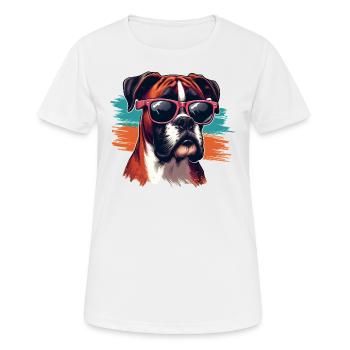 Boxer Dog Puppy Art - Women's Breathable T-Shirt - white - Front - AI Model Female 172 dark (172cm)