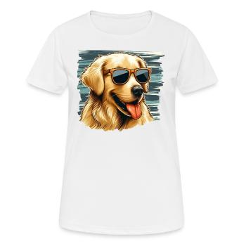 Mignon Retriver doré portant des lunettes de soleil - T-shirt respirant Femme - blanc - Devant - AI Model Female 172 dark (172cm)