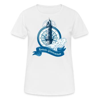 Leuchtturm Warnemünde, Rostock - Frauen T-Shirt atmungsaktiv - Weiß - Vorne - AI Model Female 172 dark (172cm)