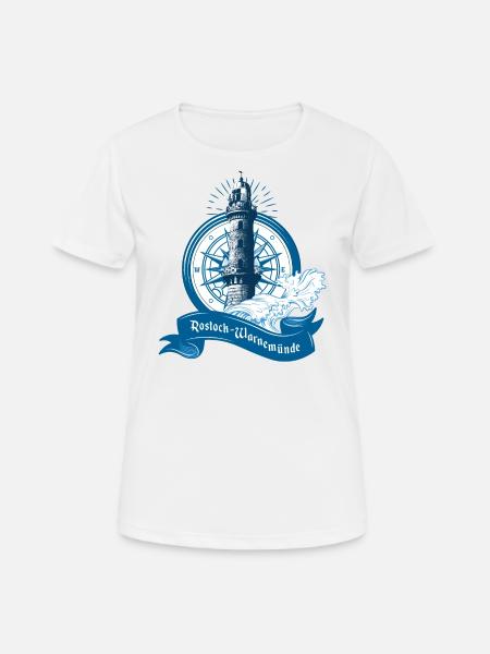 Leuchtturm Warnemünde, Rostock - Frauen T-Shirt atmungsaktiv - Weiß