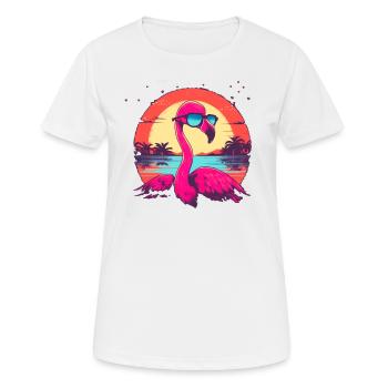 Stay cool and pink.Surf Flamingo chillt sein Leben - Frauen T-Shirt atmungsaktiv - Weiß - Vorne - AI Model Female 172 dark (172cm)