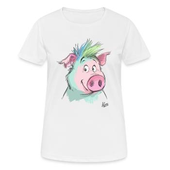 Freundliches Schwein - Frauen T-Shirt atmungsaktiv - Weiß - Vorne - AI Model Female 172 dark (172cm)