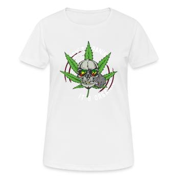 Cannabis Weed Skull Kiffer I Joint Cannabis Leaf - T-shirt respirant Femme - blanc - Devant - AI Model Female 172 dark (172cm)