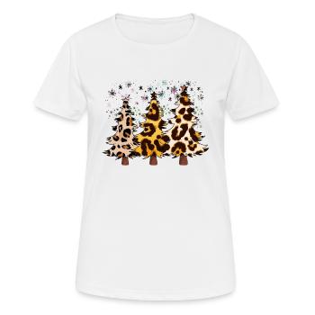 Christmas trees, Leopard Christmas Trees, Winter - Women's Breathable T-Shirt - white - Front - AI Model Female 172 dark (172cm)