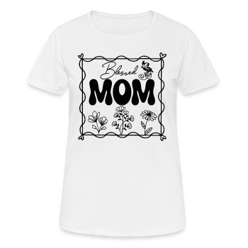 Maman avec des fleurs sauvages dans un design simple et carré - T-shirt respirant Femme - blanc - Devant - AI Model Female 172 dark (172cm)