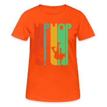 Cadeaux de Hip Hop Vintage Style rétro des années 70. Dansant - T-shirt respirant Femme - orange néon - Devant - AI Model Female 172 dark (172cm)