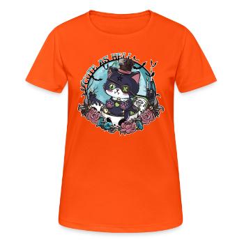 Das Erwachen von Catleman Jack - Frauen T-Shirt atmungsaktiv - Neonorange - Vorne - AI Model Female 172 dark (172cm)