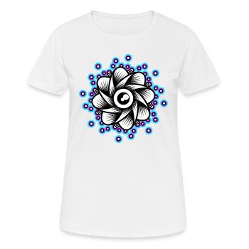 Neon Lotus Mandala Blüte Goa Rave Techno Pink Blau - Frauen T-Shirt atmungsaktiv - Weiß - Vorne - AI Model Female 172 dark (172cm)