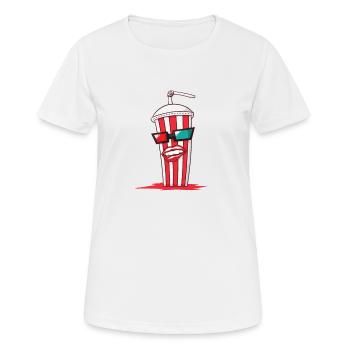 Cola avec des lunettes de soleil dans un look partenaire - T-shirt respirant Femme - blanc - Devant - AI Model Female 172 dark (172cm)