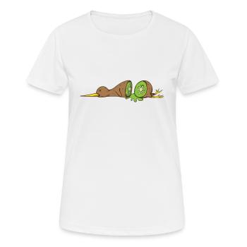 Kiwi Vogel aufgeschnitten wie eine Kiwifrucht - Frauen T-Shirt atmungsaktiv - Weiß - Vorne - AI Model Female 172 dark (172cm)