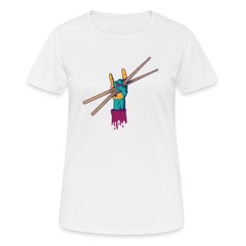 Drumsticks Music Drummer Drumsticks - Women's Breathable T-Shirt - white - Front - AI Model Female 172 dark (172cm)