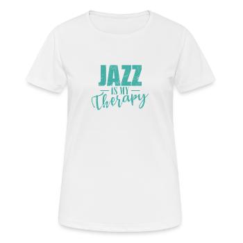 Le jazz est ma thérapie Musique Saxophone - T-shirt respirant Femme - blanc - Devant - AI Model Female 172 dark (172cm)