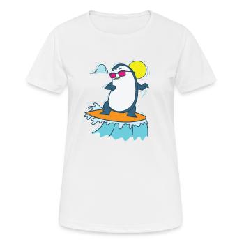 Pingouin surfant sur la plage Oiseau antarctique - T-shirt respirant Femme - blanc - Devant - AI Model Female 172 dark (172cm)