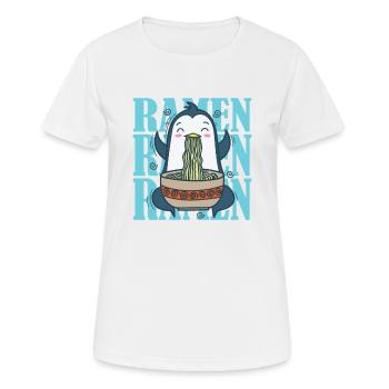 Pinguin mit Ramen Nudeln Antarktis Vogel - Frauen T-Shirt atmungsaktiv - Weiß - Vorne - AI Model Female 172 dark (172cm)