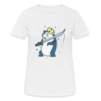Pingouin avec masque et épée Antarctique - T-shirt respirant Femme - blanc - Devant - AI Model Female 172 dark (172cm)