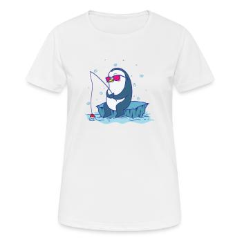 Pinguin am Angeln Antarktis Vogel Tier - Frauen T-Shirt atmungsaktiv - Weiß - Vorne - AI Model Female 172 dark (172cm)