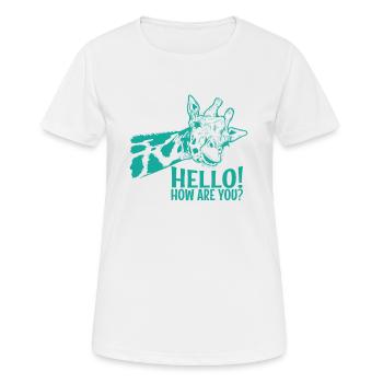 Hello How are You? Giraffe exotisches Tier - Frauen T-Shirt atmungsaktiv - Weiß - Vorne - AI Model Female 172 dark (172cm)