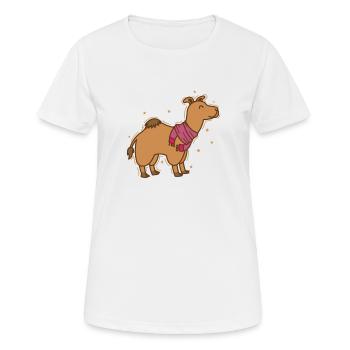 Kamel Dromedar mit Schal Dromedar - Frauen T-Shirt atmungsaktiv - Weiß - Vorne - AI Model Female 172 dark (172cm)