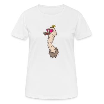 cooler Strauß mit Sonnenbrille Laufvogel - Frauen T-Shirt atmungsaktiv - Weiß - Vorne - AI Model Female 172 dark (172cm)