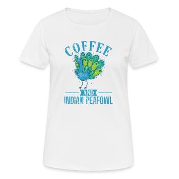 Coffee and Indian Peafowl Bird Zoo - Women's Breathable T-Shirt - white - Front - AI Model Female 172 dark (172cm)