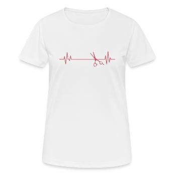 Herzschlaglinie mit Schere Friseur - Frauen T-Shirt atmungsaktiv - Weiß - Vorne - AI Model Female 172 dark (172cm)