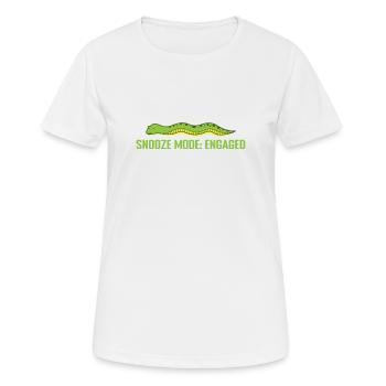 Snooze Mode: Engaged Schlafanzug Pyjama - Frauen T-Shirt atmungsaktiv - Weiß - Vorne - AI Model Female 172 dark (172cm)