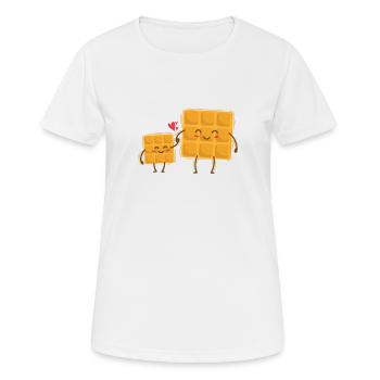 Waffel Mama mit Waffel Kind Teig Gebäck - Frauen T-Shirt atmungsaktiv - Weiß - Vorne - AI Model Female 172 dark (172cm)