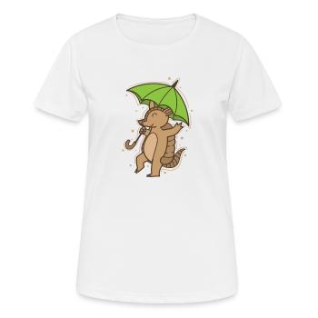 Tatou avec parapluie désert de mammifères - T-shirt respirant Femme - blanc - Devant - AI Model Female 172 dark (172cm)