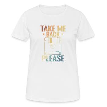 Take me back Please Floppy Disk Retro Storage Module - Women's Breathable T-Shirt - white - Front - AI Model Female 172 dark (172cm)