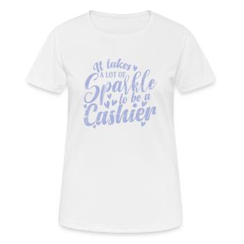 It takes a lot of Sparkle to be a Cashier - Frauen T-Shirt atmungsaktiv - Weiß - Vorne - AI Model Female 172 dark (172cm)