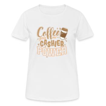 Coffee gives me Cashier Power Verkäufer - Frauen T-Shirt atmungsaktiv - Weiß - Vorne - AI Model Female 172 dark (172cm)