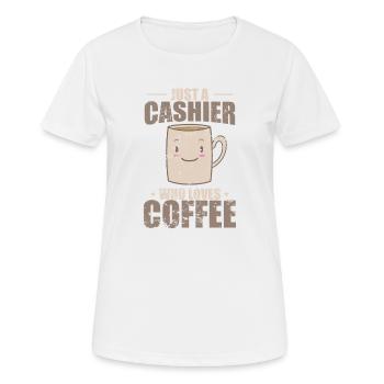Just a Cashier who loves Coffee Verkäufer - Frauen T-Shirt atmungsaktiv - Weiß - Vorne - AI Model Female 172 dark (172cm)