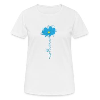 Music mit Blume Musiknote - Frauen T-Shirt atmungsaktiv - Weiß - Vorne - AI Model Female 172 dark (172cm)