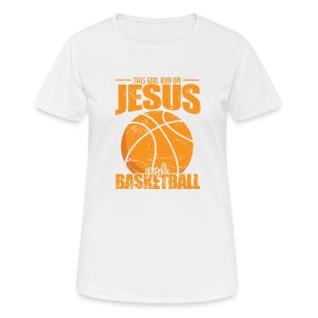 This Girl run on Jesus and Basketball - Women's Breathable T-Shirt - white - Front - AI Model Female 172 dark (172cm)