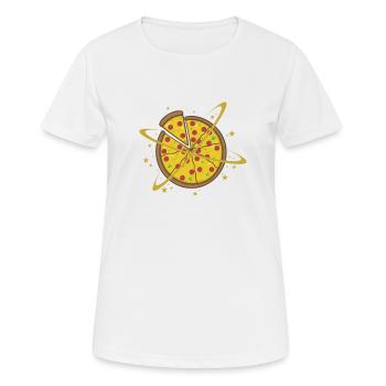 Pizza geschnitten italienisch Käse Salami - Frauen T-Shirt atmungsaktiv - Weiß - Vorne - AI Model Female 172 dark (172cm)