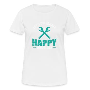 Célébrons la bonne fête du Travail - T-shirt respirant Femme - blanc - Devant - AI Model Female 172 dark (172cm)