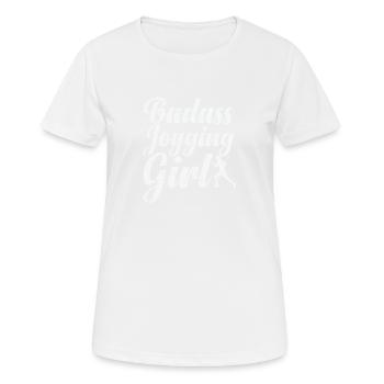 Badass Jogging Girl - Frauen T-Shirt atmungsaktiv - Weiß - Vorne - AI Model Female 172 dark (172cm)