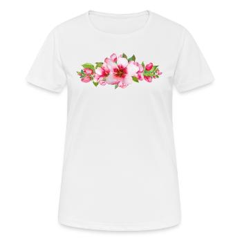 Watercolor pink blossom flowers set close up. - Frauen T-Shirt atmungsaktiv - Weiß - Vorne - AI Model Female 172 dark (172cm)