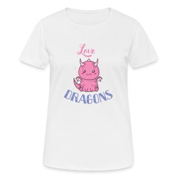Love Dragons Fabeltier Drache - Frauen T-Shirt atmungsaktiv - Weiß - Vorne - AI Model Female 172 dark (172cm)