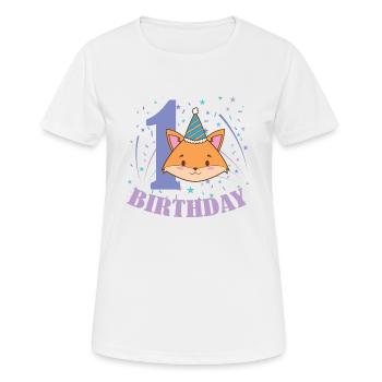 1. Birthday Katze Kind Mädchen - Frauen T-Shirt atmungsaktiv - Weiß - Vorne - AI Model Female 172 dark (172cm)
