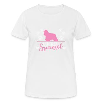 Cocker Spaniel mit Pfotenabdruck - Frauen T-Shirt atmungsaktiv - Weiß - Vorne - AI Model Female 172 dark (172cm)