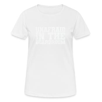 Sans peur dans la salle de conférence - T-shirt respirant Femme - blanc - Devant - AI Model Female 172 dark (172cm)