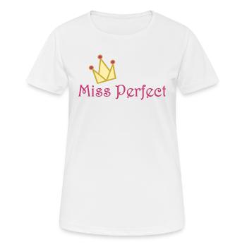 Miss Perfect; Krone; crown; Gold; golden; lila - Frauen T-Shirt atmungsaktiv - Weiß - Vorne - AI Model Female 172 dark (172cm)