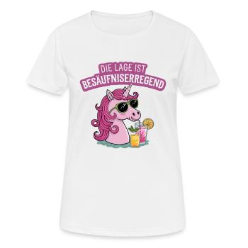 Partyshirt Einhorn Humor Besäufniserregend - Frauen T-Shirt atmungsaktiv - Weiß - Vorne - AI Model Female 172 dark (172cm)