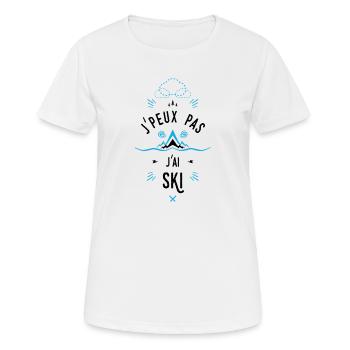 j'peux pas j'ai ski bleu - T-shirt respirant Femme - blanc - Devant - AI Model Female 172 dark (172cm)