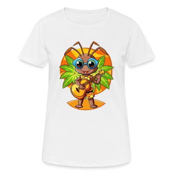 Funny Ant Cartoon Summer Beach Sunglasses Guitar - Women's Breathable T-Shirt - white - Front - AI Model Female 172 dark (172cm)