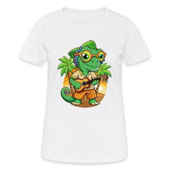 Lustige Chamäleon Cartoon Sommer Strand Sonnenbrille - Frauen T-Shirt atmungsaktiv - Weiß - Vorne - AI Model Female 172 dark (172cm)