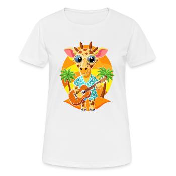 Funny Giraffe Cartoon Summer Beach Sunglasses - Women's Breathable T-Shirt - white - Front - AI Model Female 172 dark (172cm)